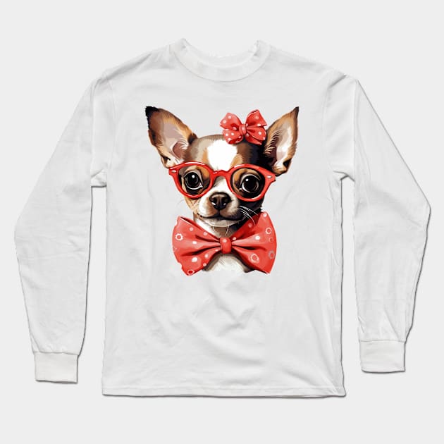 Fancy Chihuahua Dog Long Sleeve T-Shirt by Chromatic Fusion Studio